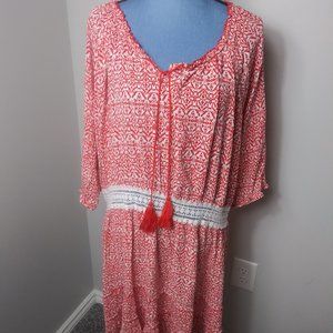 Red white country dress